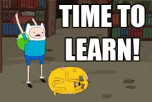 Finn smacking Jake with a book saying time to learn !