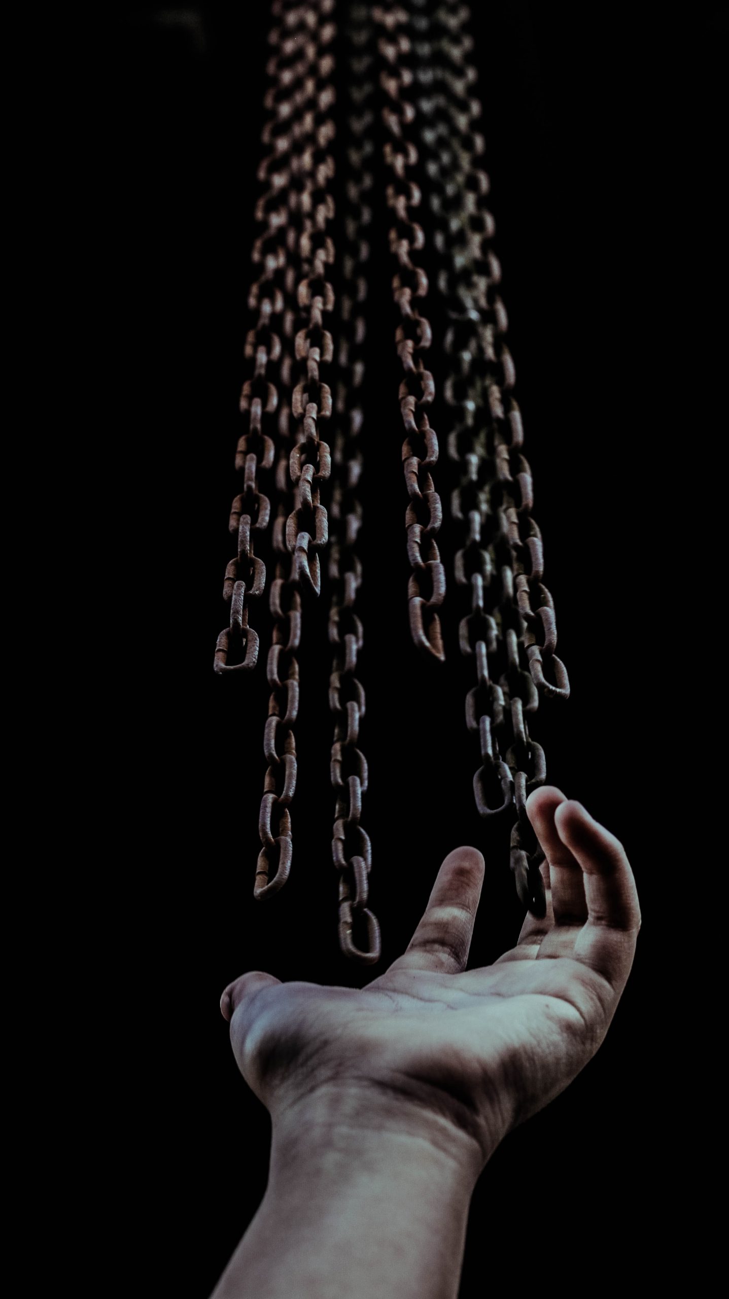 Freedom hand from metal chains