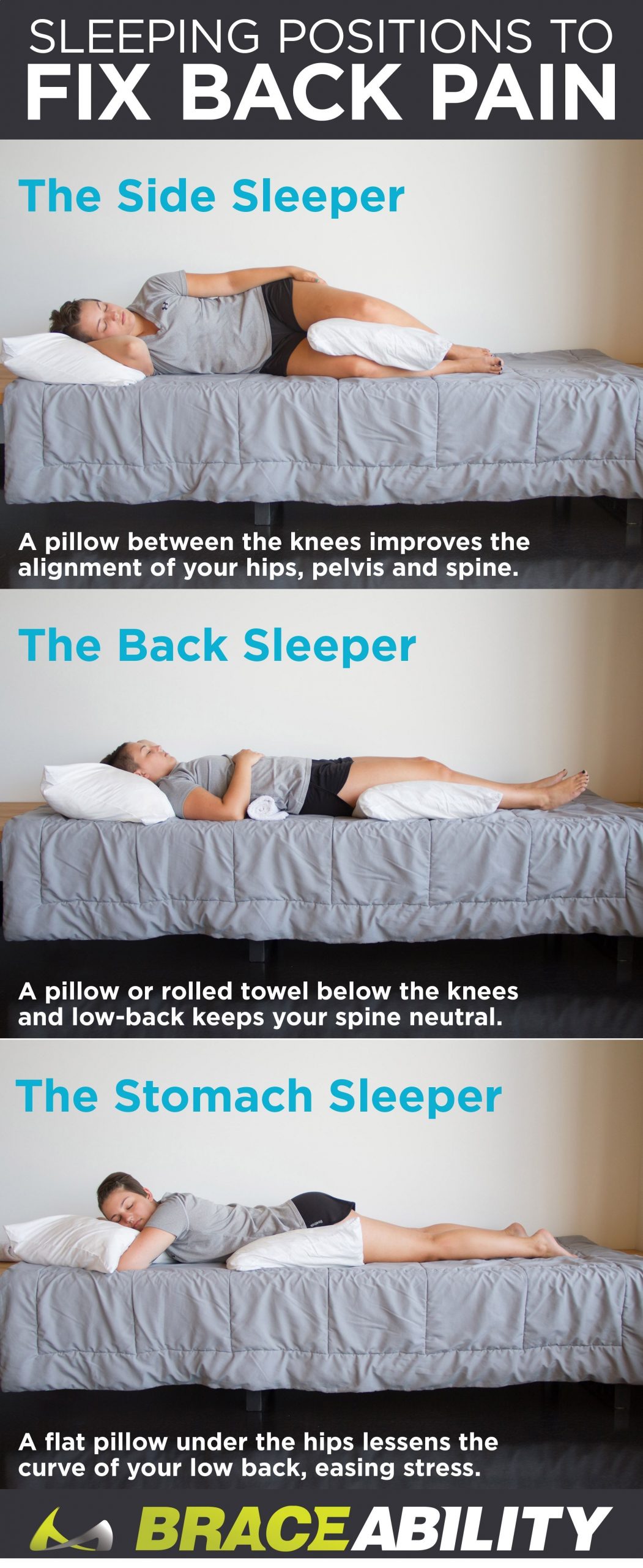 How to position yourself with pillows according to your sleep type infographic