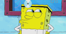 SpongeBob as a doctor and he's thinking hard about something GIF